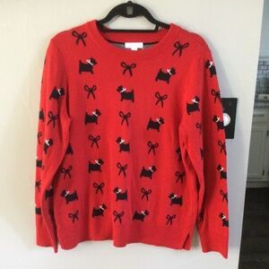 Charter Club Cotton Blend Red & Black “Scottie” Sweater